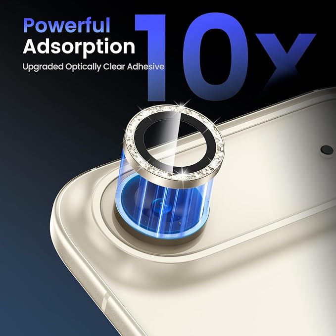 Tensea 2Pack for iPhone Air Camera Lens Protector Bling, Camera Cover | Camera Screen Protector, Metal Individual Ring with 9H Tempered Glass for iPhone 17 Air 6.5inch, HD Clear, Easy Install - Image 4