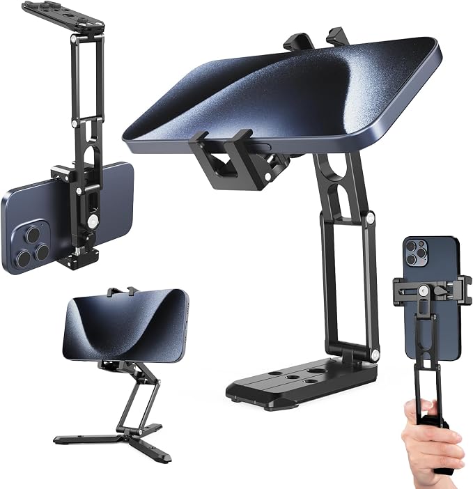 NEEWER Phone Tripod Mount with Cold Shoes, Metal Smartphone Tripod Adapter Compatible with iPhone, Multi Angle Tri Fold Cell Phone Holder, Handheld Phone Grip for Streaming Vlog SP-04 by Neewer