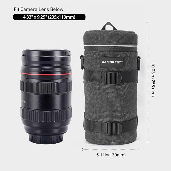 Camera Lens Case Lens Bag Compatible (4.33" x 9.25"(Canvas, Black)) - Image 2