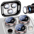 Uyiton for iPhone 17/16/15/14 (Pro Max & Pro) Camera Lens Protector | Unique Lines Text Design, Case-Friendly, Military-Grade Sapphire Glass Metal Camera, Easy to Install, Gearwheel Silver+Red by Uyiton