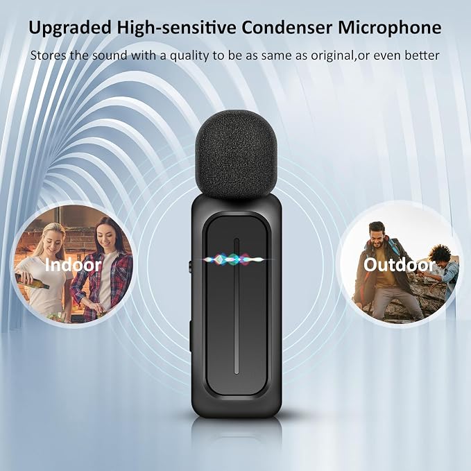 Ecomxia 2 Pcs Wireless Lavalier Microphone for iPhone iPad Android with Charging Case 7H Clip on Lapel Microphone Wireless for Video Recording Vlogging, YouTube, Interview, 3 Mode Denoise, 70ft - Image 4