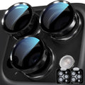 YWXTW Camera Lens Protector for iPhone 16 Pro/iPhone 16 Pro Max, [1 Step Installation Tray] Tempered Glass Screen Protector Metal Individual Camera Cover Accessories (Black Titanium-2Pack) by YWXTW