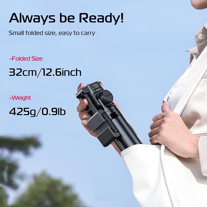 ULANZI MT-70 Extendable Tripod, 63" Selfie Stick Vlog Stand w 2 Phone Clips | 360° Rotate, Two Clips as Teleprompter, Cold Shoe, Camera Holder Extendable Tripod for iPhone Pocket 4 Luna Nano - Image 8