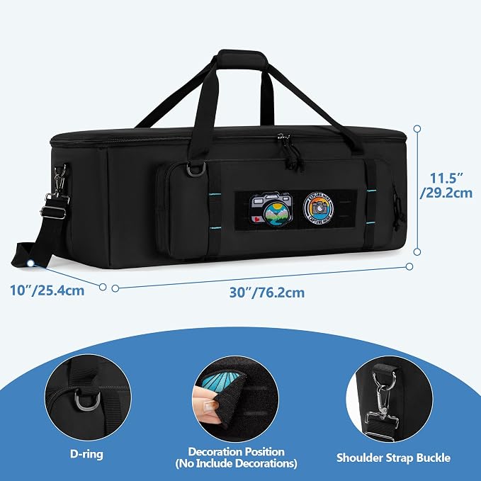 samdew 30'' Tripod Travel Bag, Photo Studio Equipment Case, Soft Bag Only | Large Photography Organizer with Secure Buckles & Lens Storage Pocket, for Light Stand, Monopod, Mic Stand, Camcorder & More - Image 6