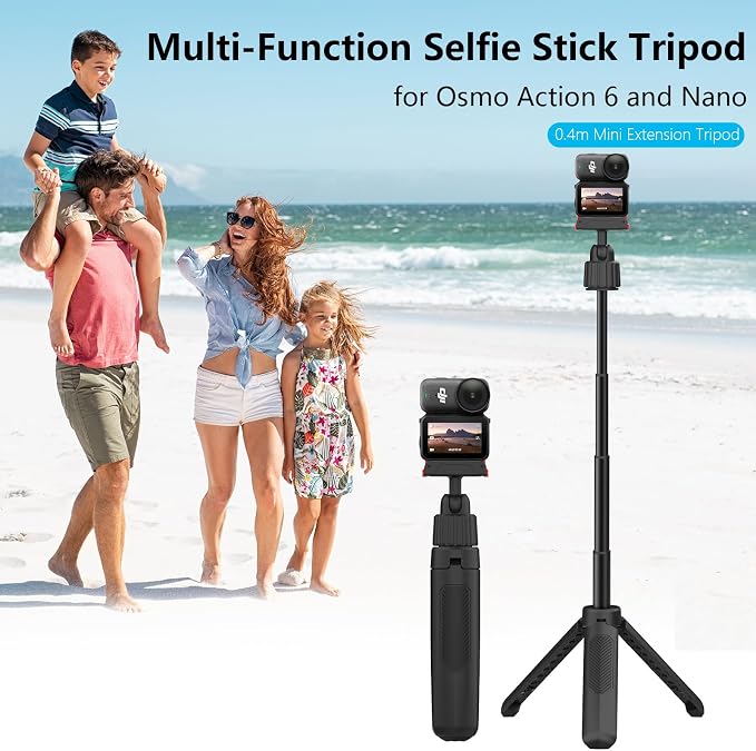 40cm/15.75" Selfie Stick Tripod Stand for Osmo Nano Action 6 with Magnetic Quick Release Adapter, 360 Mini Extension Rod Extended Pole Handle Grip Monopod for DJI Nano Osmo 6 Accessories - Image 2