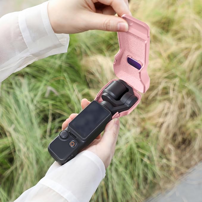 AMAZEAR Gimbal Screen Protective Cover for DJI OSMO Pocket 4/3/Xtra Muse, Pocket4 Accessories Portable Lens Cap Hard Case with Soft Lining for Carry/Protection/Storage, Quick Open/Close, Light-Pink - Image 8