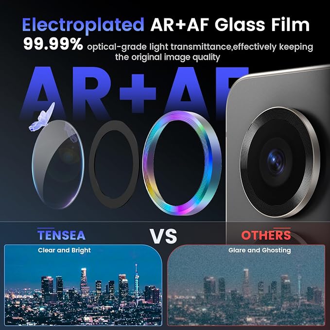 Tensea Compatible with Samsung Galaxy S25 Ultra Camera Lens Protector | 9H Tempered Glass Camera Cover Screen Protector Metal Individual Ring [Installation Tray][Case Friendly] - Image 3