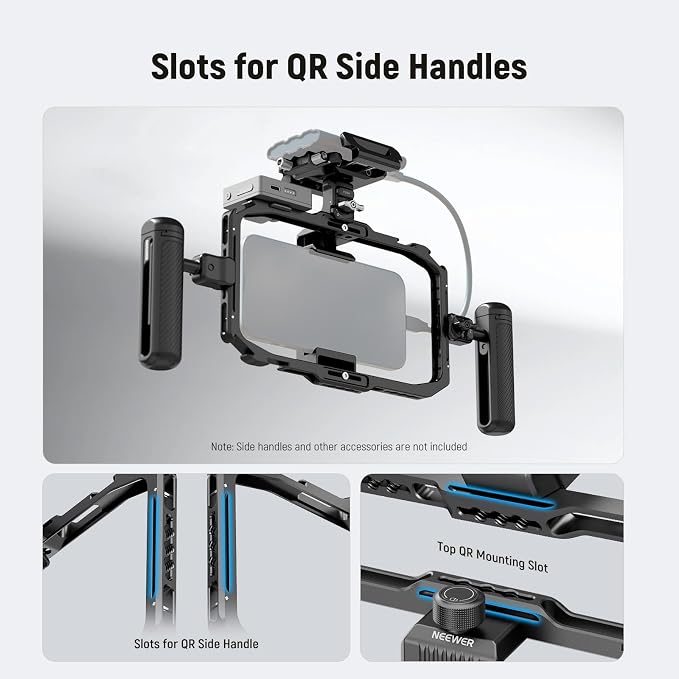 NEEWER Universal Phone Cage, Smartphone Video Rig with Quick Release Mounts Cold Shoes for Videomaker Filmmaking TikTok Vlogging Phone Video Stabilizer Holder Compatible with iPhone Samsung, PA039 - Image 3