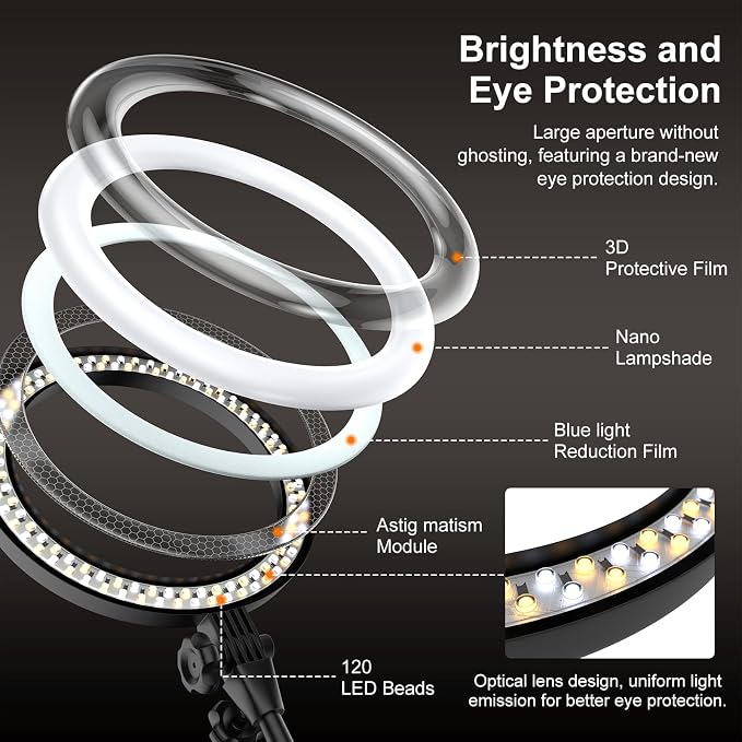 10'' Desk Ring Light with Stand – Zoom Lighting with Phone Holder for Computer・Video Calls・Conference – CRI95 LED Adjustable Circle Light, 10'' Large Lamp Head, Content Creator Friendly - Image 8