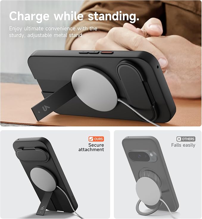 SURITCH for Google Pixel 11 Pro XL Phone Case, Compatible with MagSafe, Protective Cover with Camera Cover & Adjustable Metal Kickstand for Pixel 11 Pro XL 2026 -Black - Image 6