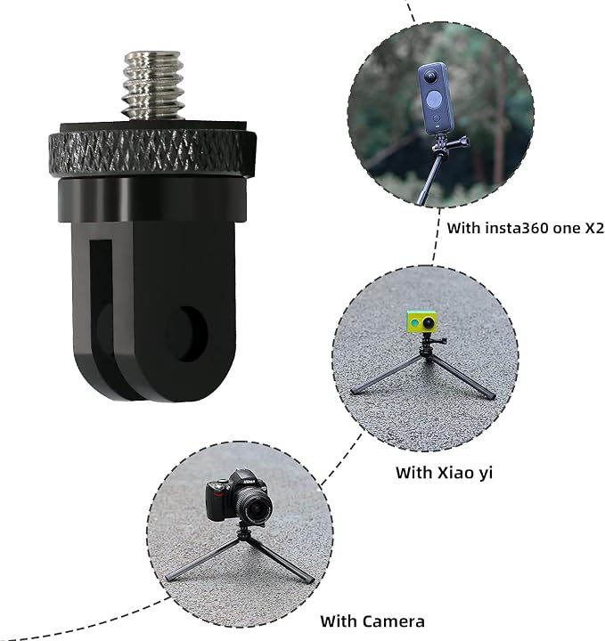 1/4 Inch Aluminum Metal Camera Mount Adapter, Conversion Camera Tripod Mount Compatible with GoPro Hero 13/12/11/10/9/8 Black,DJI Action 6/5 Pro/4/3 and More Action Cameras 1/4 Accessories（2 Packs） - Image 4