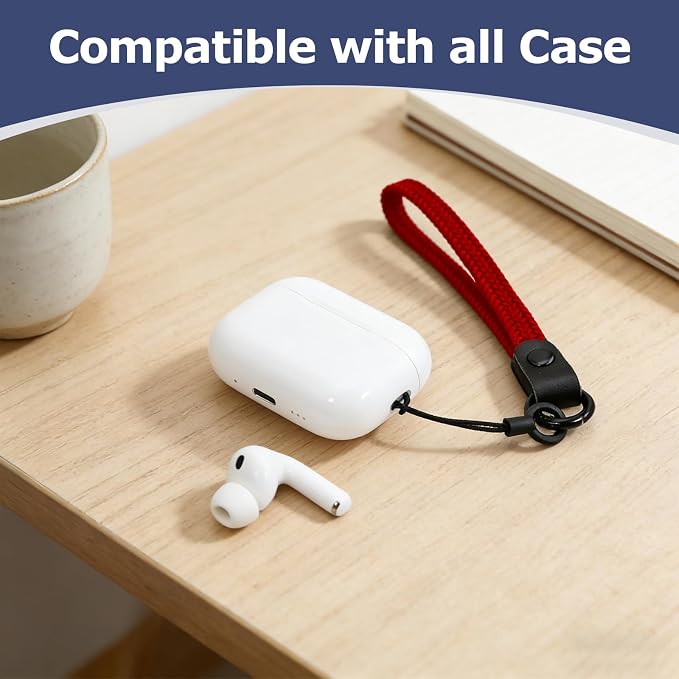 Elastic Nylon Wrist Lanyard for AirPods Case, Anti-Lost Strap for AirPods 1/2/3/Pro/Pro 2 Charging Case, Multi-Functional Wrist Strap for Phones Keys Cameras Small Gadgets, Red - Image 3