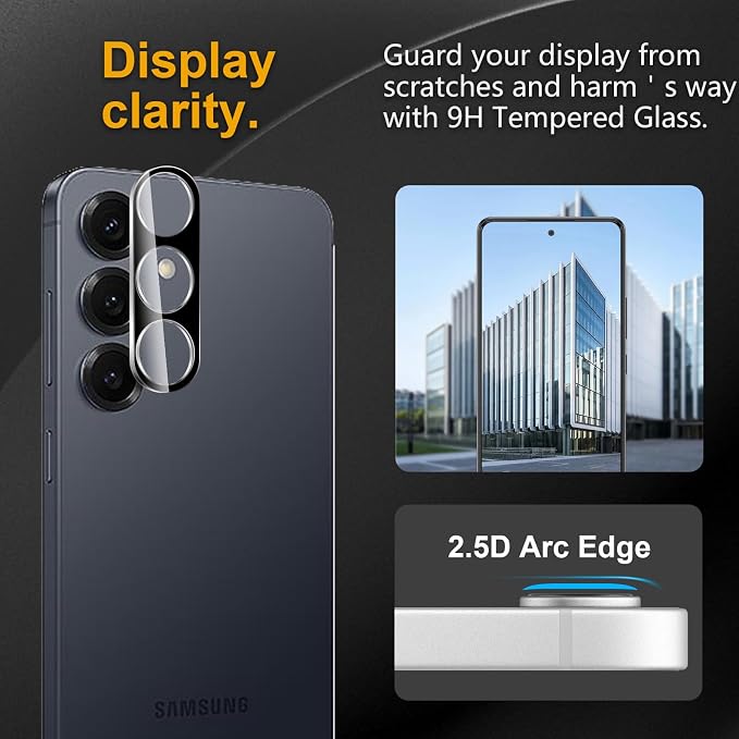 3 Pack Camera Lens Protector for Samsung Galaxy S25 | Tempered Glass,Anti-Fingerprint,9H Hardness,Scratch Resistant,Easy to Install,Bubble Free,HD Clarity - Image 2