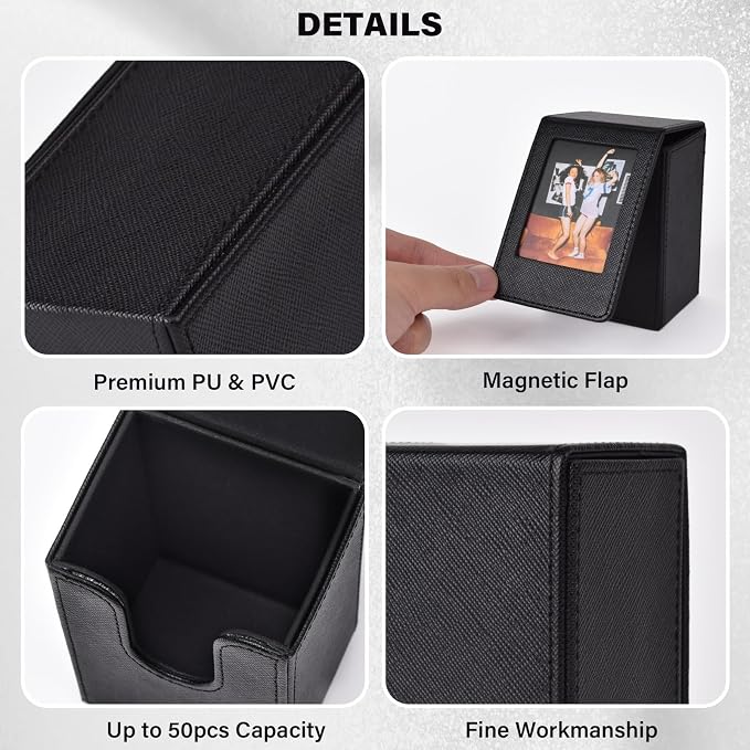2x3 Inch Photo Holder Compatible for Instax Mini EVO/Liplay/SE/12/11/13/41/40/99/90/9/8/7S Camera Films, 3 Inch Film Storage Box, Photo Case Accessories Can Hold 50 PCS Picture - Black - Image 2