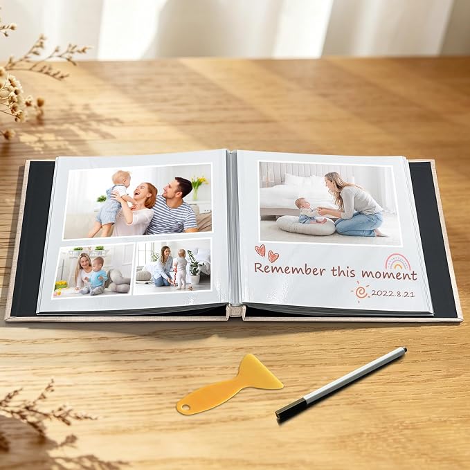 Large Photo Album Self Adhesive Scrapbook Album for 4x6 5x7 8x10 Pictures DIY Photo Book for Wedding, Anniversary, Christmas, Baby Shower, Ideal for Preserving Precious Moments - Image 3