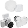 JJC Cold Shoe Wind Muff for Canon EOS R50 V R50V Camera(Not for R50), White | Furry Windshield with Shoe Adapter Mount Holder for LED Light Microphone Attachment, Canon R50V Vlogging Accessories by JJC