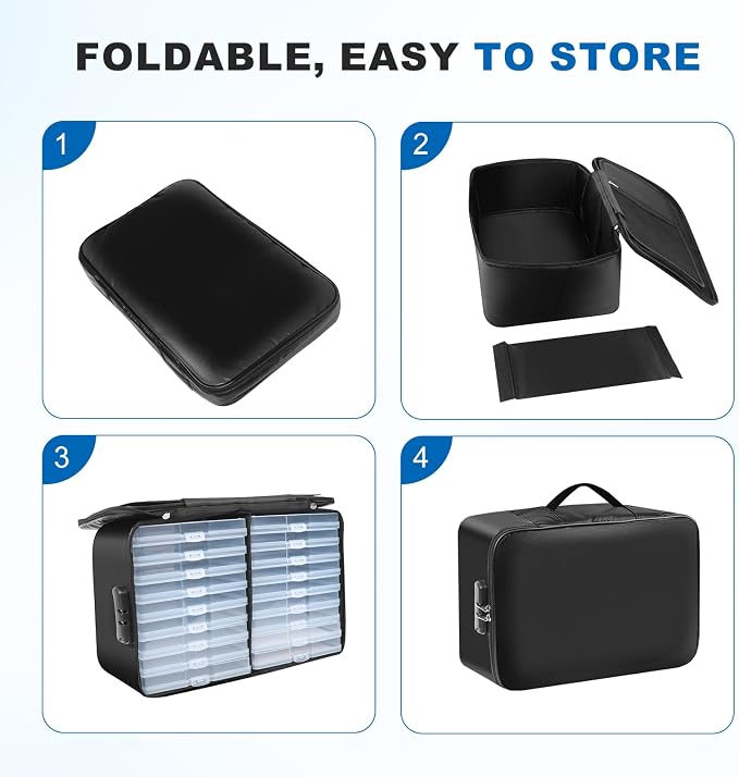 FUIJOL Fireproof Photo Storage Box with 18 Inner 5x7 Photo Cases, Lockable Collapsible Box with Handle, Photo Boxes Storage for Picture, Portable Photo Organizers and Storage for Scrapbook & Documents - Image 6
