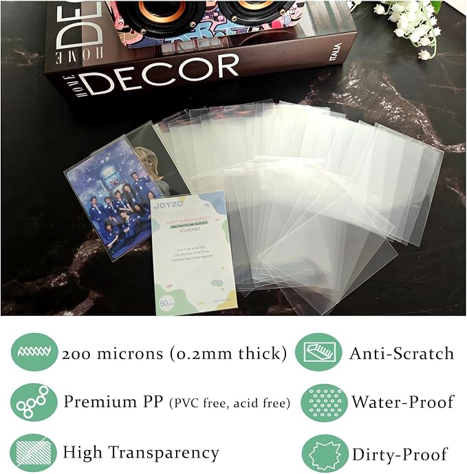 200 Kpop Photocard Sleeves fits 2x3 Instax Mini Film Sheet Protectors | 60x90mm/2.36x3.54in Pocket Sleeves, 7.87 Mil Thick Premium Acid-Free Clear Polypropylene Archival Quality Mini Card Holder - Image 5