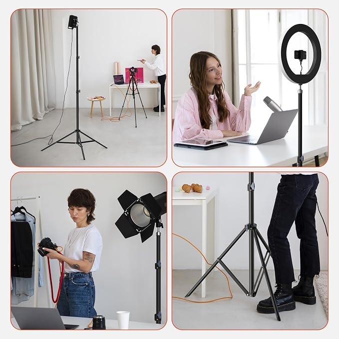 10ft 118" Heavy Duty Photography Light Stand, Ringlight Tripod-Ø32mm | 10ft Ø32mm heavy-duty photography light stand with 1/4" screw, height adjustable support for ringlight studio Reflectors - Image 7