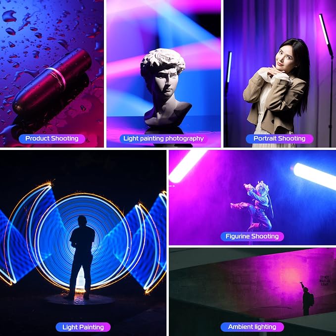 ULANZI VL119 Handheld Light Wand RGB LED Video Light Stick for Photography | 2500-9000K CRI95+ 20 Effects 3300mAh Rechargeable Tube Light with 1/4" Screw & LCD Display for Handheld, Tripod, Light Stand - Image 7