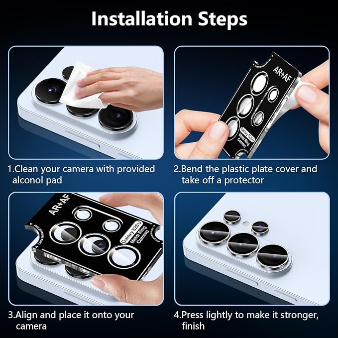 for Samsung Galaxy S26 Ultra Camera Lens Protector, Individual Metal Ring Tempered Glass Lens Cover, [Strong Adsorption] Scratch Resistant Ultra-Thin HD Clear Lens Cover, 1 Set-Clear Ring - Image 7