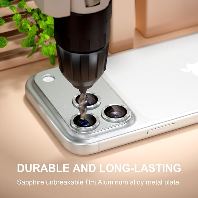 for iPhone 17 Pro Max Camera Lens Protector, Silver | [Military Grade Shatterproof] [Strong Adsorption] [Case Friendly] Matte Metal Tempered Glass Camera Screen Cover Accessories - Image 4