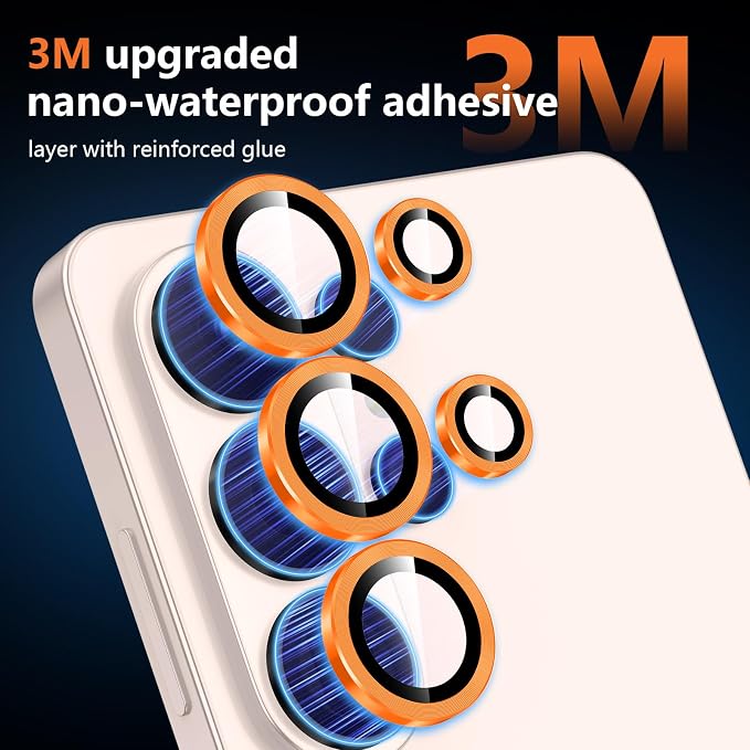 for Samsung Galaxy S26 Ultra Camera Lens Protector, Individual Metal Ring Tempered Glass Lens Cover, [Strong Adsorption] Scratch Resistant Ultra-Thin HD Clear Lens Cover, 1 Set-Orange - Image 4