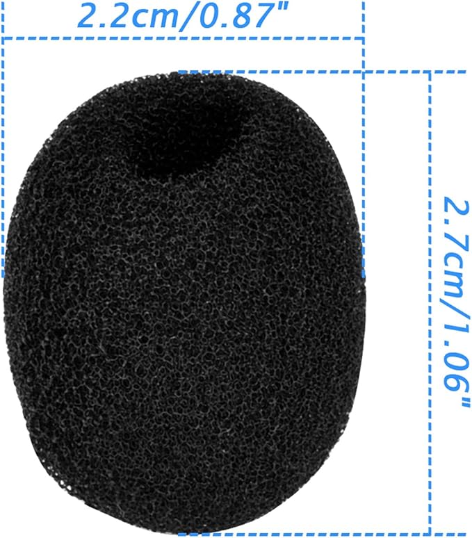 Eboot 5 Pack Mini Lapel Headset Microphone Windscreen Foam Cover, Black | Mic Muffler Pop Filter, Lapel Mic Foam Cover, Small Mic Windscreen,Fits Most Headset Mic Heads, Reduces Wind Noise - Image 3