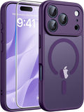 FNTCASE for iPhone 17 Pro Case, Fit for Magsafe, Screen Protector, Purple | Full Camera Protection, Translucent Matte, 14FT Military Grade Drop Proof, Shockproof Protective Phone Cover by FNTCASE