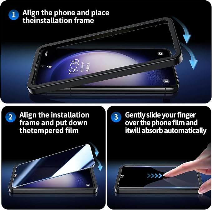 3+2 Pack Privacy Screen Protector And Camera Lens Protection for Galaxy S25 ultra 5G, Anti-Spy 9H Hardness Support Fingerprint Unlock Tempered Glass Screen Protector for Samsung Galaxy S25 ultra - Image 6