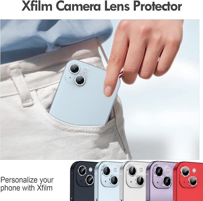 for iPhone 14/14 Plus Camera Lens Protector Bling Diamond, Blue | Individual Metal, 9H Hardness, Scratch Resistant, Shockproof, Drop Protection, Case Friendly, Stylish Accessories - Image 5