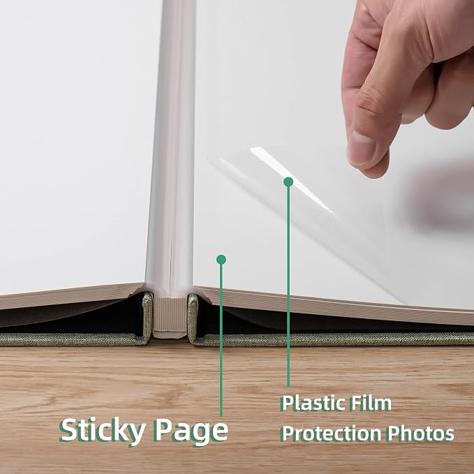 Large Photo Album Self Adhesive Scrapbook Album for 4×6 8×10 Pictures DIY Magnetic Linen Cover Album 40 Pages for Family Wedding Gifts with Metal Pen and Plastic Board - Image 5