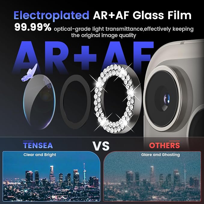 Tensea Camera Lens Protector Compatible for iPhone 17 Pro Max/17 Pro/15 Pro Max/15 Pro/16 Pro Max/16 Pro/14 Pro Max/14 Pro, Metal Tempered Glass Cover Camera Screen Protector Accessories,Case Friendly - Image 3