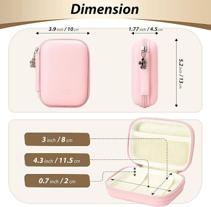 Digital Camera Case for KODAK PIXPRO FZ55/FZ45, Case Only, Pink | Fits CAMKORY DC403 and Canon PowerShot ELPH 360 HS Compact Digital Cameras, Small Hard Shell Camera Pouch with Mesh Pocket - Image 2