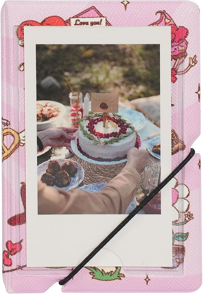 2x3 Instax Mini Photo Album, 28 Pockets. Cartoon Valentine, 1PK | Portable Wallet Size Album Stores 2x3 inch Instant Photos. Fits Polaroid, Instax Mini, Kodak Mini Prints and Zink. by GoldbarleyDesign