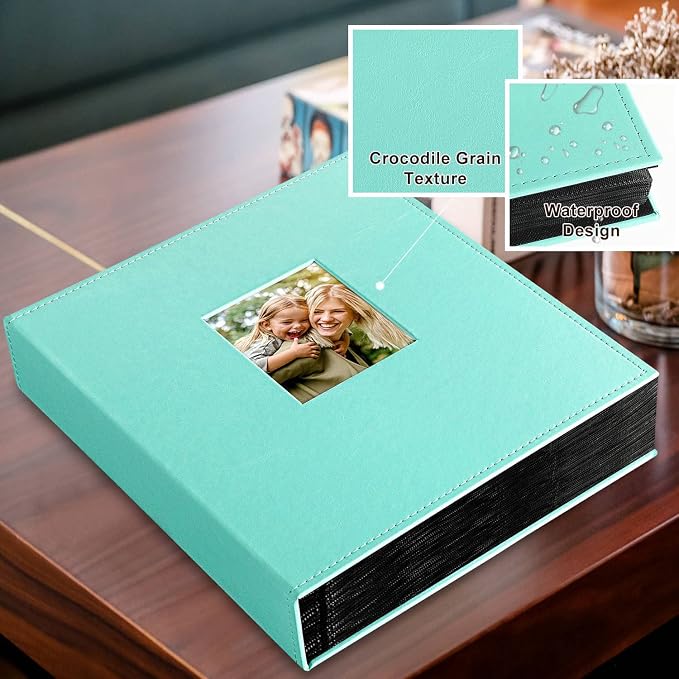Ywlake Photo Album 4x6 400 Pockets, Leather Photo Albums Holds 400 Vertical Pictures Only Teal - Image 2