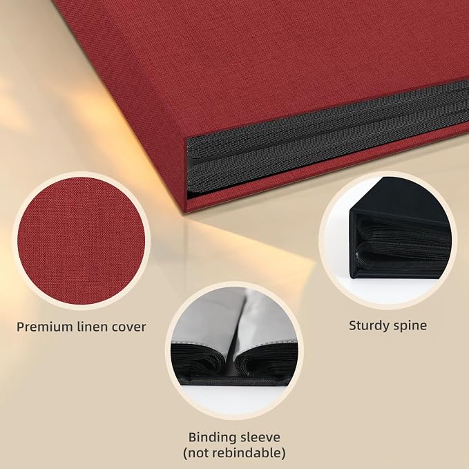 Popotop Photo Album 4x6 100 Pockets for Wedding Gifts,Linen Hardcover Picture Albums for Family Anniversary Baby Vacation Pictures - Image 4