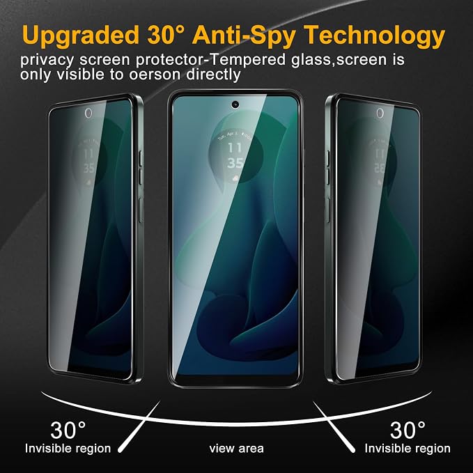 3 Pack Privacy Screen Protector for Motorola Moto G 5G 2024 With 3 Pack Camera Lens Protector, Anti Spy Tempered Glass Film, 9H Hardness, Black Protector, Anti-Scratch, Bubble Free - Image 7