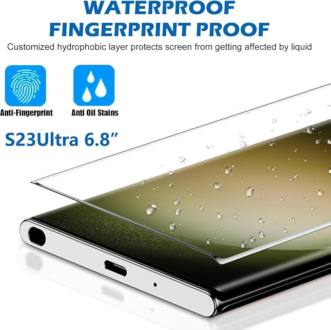 Samcorn 3 Pack Galaxy S23 Ultra Screen Protector, HD Clear Tempered Glass, Fingerprint Unlock, 3D Curved, Scratch Resistant, No Bubble for Samsung Galaxy S23 Ultra 5G Glass Screen Protector - Image 5