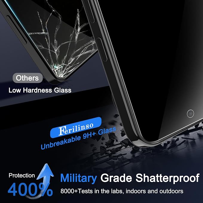 Ferilinso 3 Pack Privacy Screen Protector for Google Pixel 11 Pro | 9H+ Tempered Glass, Military-Grade Shatterproof, Anti-Scratch, HD, Case Friendly, Easy Installation Bubble Free - Image 5