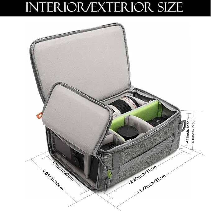Camera Insert Bag,Shockproof &Pressure-proof Dual Opening Padded Camera Lens Cube Case Backpack,Digital DSLR SLR Mirrorless Cameras Storage,Suitable for mountaineering bags over 20 liters(M) - Image 4