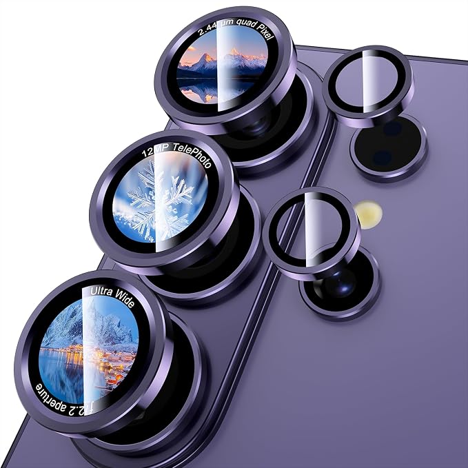 Uyiton for Samsung Galaxy S26 Ultra Camera Lens Protector, Unique Design | Case Friendly, Top 9H+ Shatterproof Sapphire Glass, Easy Install, Ultra HD, Military-Grade, Metal Camera Cover, Violet - Image 8