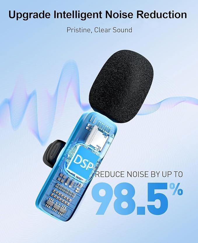 MENERESAS 3-in-1 Mini Microphone for iPhone: Wireless Lavalier Microphones for iOS/Android/Camera - Noise Reduction Lapel Mic, Clip on Mic for Video Recording Vlog, YouTube - Image 6