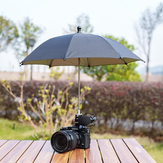 Upgrade Camera Hot Shoe Umbrella Sunshade with 3 Level Height Adjustable | with Extra Cold Shoe Mount,360°Adjustable,Rain Cover Protector Sunshade for Canon Sony Nikon Fuji DSLR & Mirrorless Cameras - Image 8