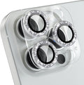 Choiche for iPhone 16 Pro/iPhone 16 Pro Max Camera Lens Protector | Bling Camera Cover with 9H Tempered Glass Lens Screen Protector Metal Ring Decoration Accessories (Clear-Silver) by Choiche