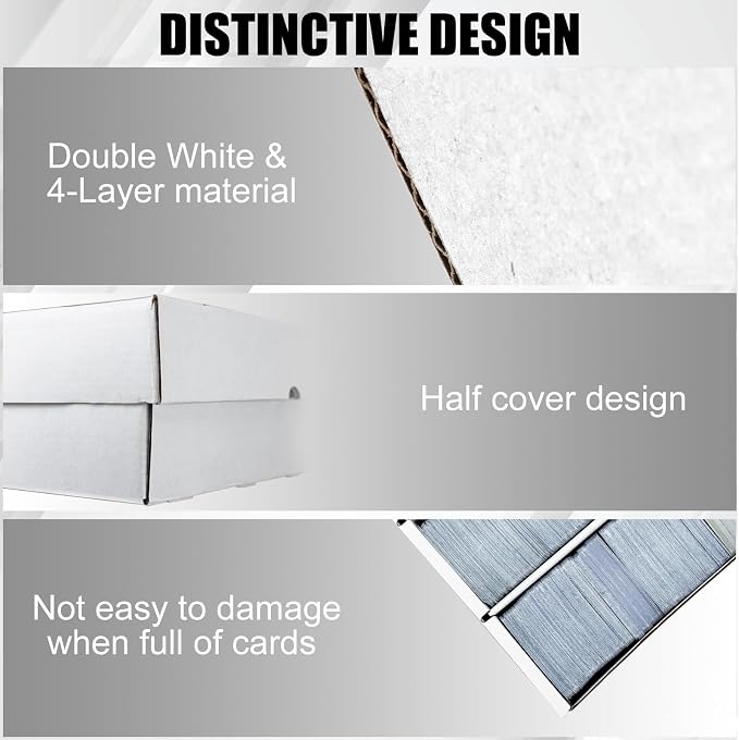 4 Row Trading Card Storage Box, 5 Pack 3200 Count Supporters&Divider white | Sturdy & Durable White Cardboard Storage Box for Basketball/MTG/TCG/Sports/Game Cards Organizer and Collection - Image 5
