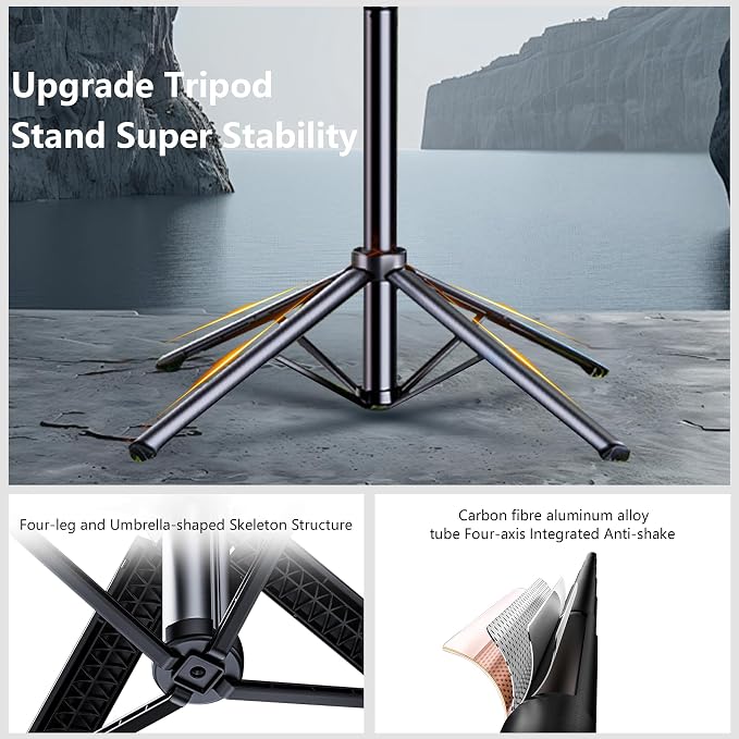 Auto Face Tracking Tripod for iPhone with Light, No APP Needed 70.9" Tripod | iPhone Stand for Video Recording, Selfie Stick Tripod Follows Your Movement with Remote for Content Creator Vlog Live - Image 3