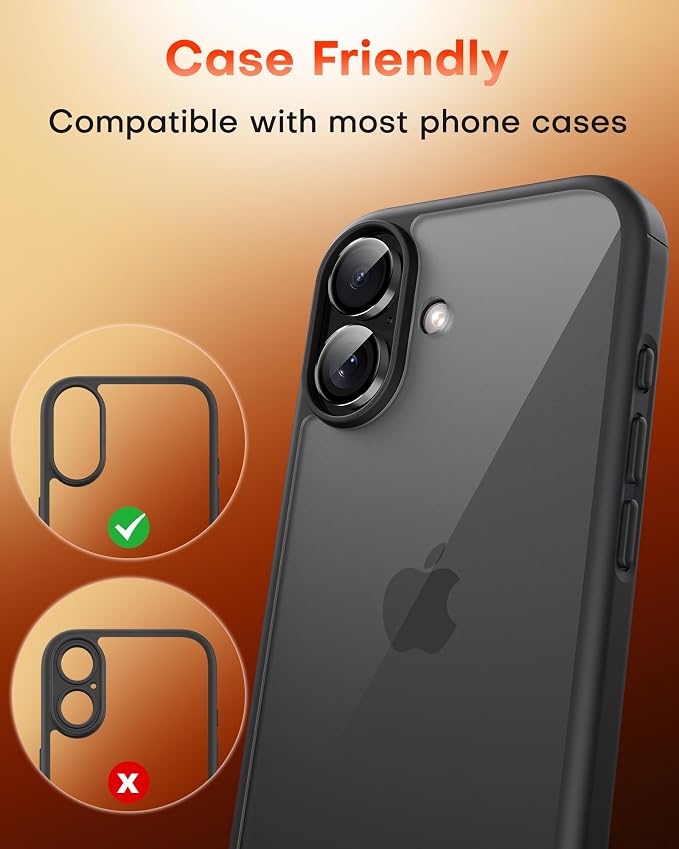 TOCOL Camera Lens Protector for iPhone 17 Tempered Glass HD Individual Scratch Resistant Camera Cover Accessories Case Friendly 2 Pack（Black） - Image 7