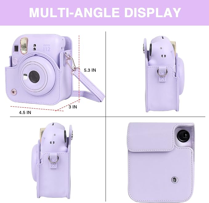 CAIYOULE Camera Case for Fujifilm Instax Mini 12 Instant Film Camera | Protective Camera Case, Camera Crossbody Bag for Fuji Mini 12 with Photo Album, Adjustable Shoulder Strap, Lilac Purple - Image 5