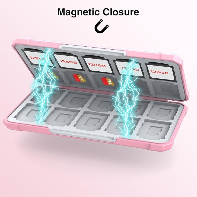 HEIYING SD Card Holder with 40 Precise Slots for SDXC SDHC Micro SD Cards | Portable Game Cards Case, Hard ABS Shell with Soft Silicone Lining, Precise Card Slots,Magnetic Closure for Easy Access - Image 4